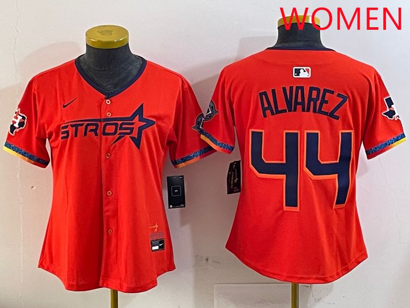 Women Houston Astros #44 Alvarez Orange Fourth generation Joint Name Nike 2025 MLB Jersey style 1